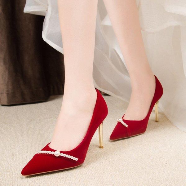 red high heels women suede pearl pointed toe pumps stiletto wedding metal heel shoes zapatos mujer 2021 dress, Black
red high heels women suede pearl pointed toe pumps stiletto wedding metal heel shoes zapatos mujer 2021 dress, Black