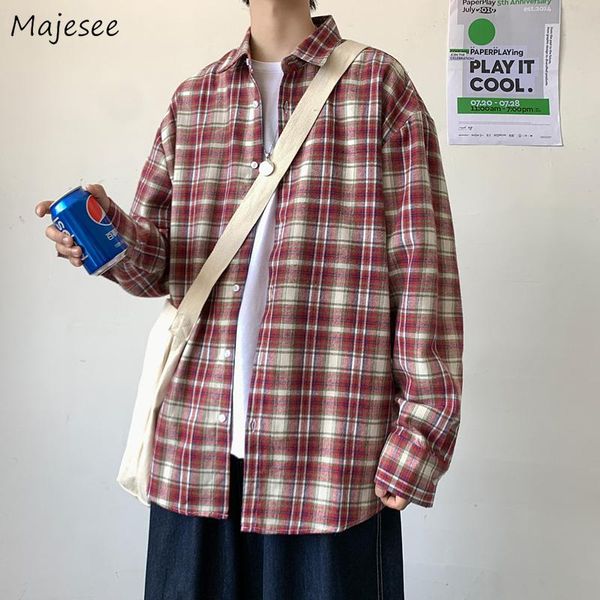 men shirts plaid long sleeved autumn ulzzang loose couple all-match trendy harajuku males cotton korean clothes oversized men's casual, White;black
men shirts plaid long sleeved autumn ulzzang loose couple all-match trendy harajuku males cotton korean clothes oversized men's casual, White;black