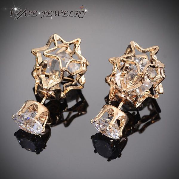 stud iyoe white gold color hollow five stars design trendy crystal earring double face earrings for women wholesale, Golden;silver
stud iyoe white gold color hollow five stars design trendy crystal earring double face earrings for women wholesale, Golden;silver