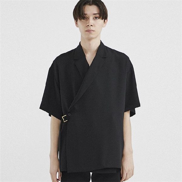 s-6xl plus-size men's wear runway original design short sleeve shirt fashion loose black double-breasted casual shirts, White;black
s-6xl plus-size men's wear runway original design short sleeve shirt fashion loose black double-breasted casual shirts, White;black