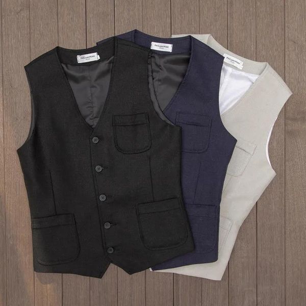 men's vests suit vest v neck black pure color linen fabric male gentleman business waistcoat wedding formal groomsmen groom costumes, Black;white
men's vests suit vest v neck black pure color linen fabric male gentleman business waistcoat wedding formal groomsmen groom costumes, Black;white