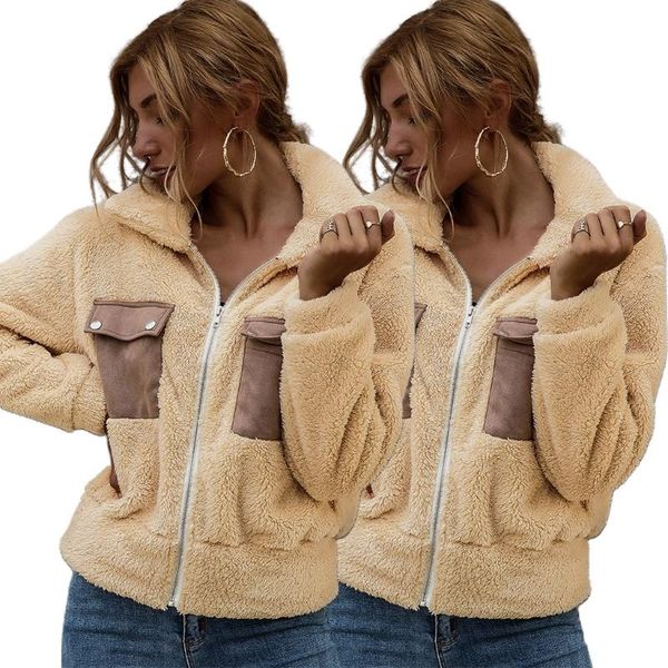 women's wool & blends women winter warm plush coat long sleeve thick zipper jacket casual lapel solid color loose outwear, Black
women's wool & blends women winter warm plush coat long sleeve thick zipper jacket casual lapel solid color loose outwear, Black