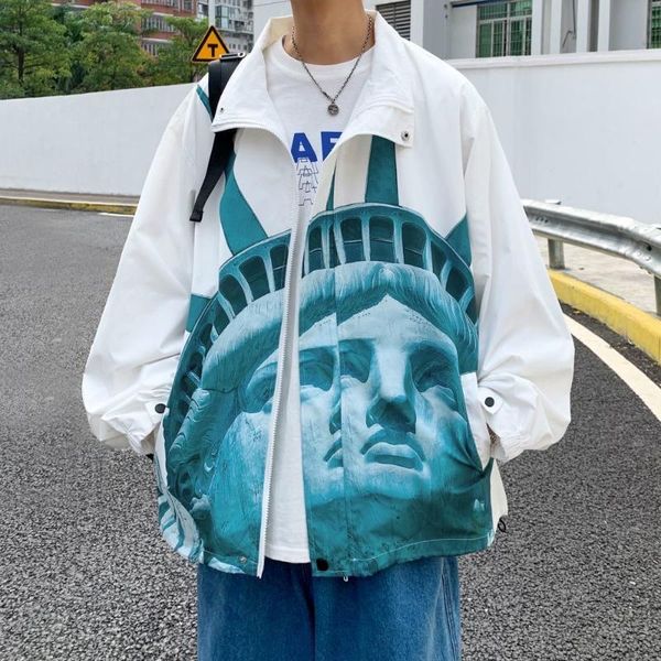 men's jackets goddess head print jacket men plus size trend fat loose spring and autumn black white hip-hop street clothing, Black;brown
men's jackets goddess head print jacket men plus size trend fat loose spring and autumn black white hip-hop street clothing, Black;brown