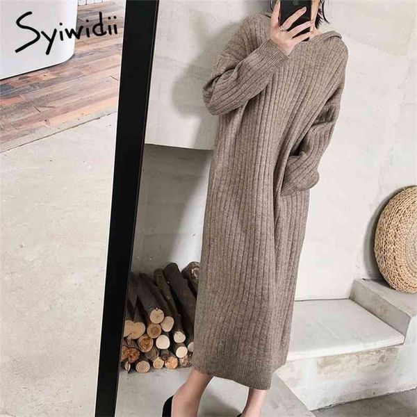 long sweater dress women hooded ribbed knitted solid plus size casual black gray clothes khaki straight fashion 210607
long sweater dress women hooded ribbed knitted solid plus size casual black gray clothes khaki straight fashion 210607
