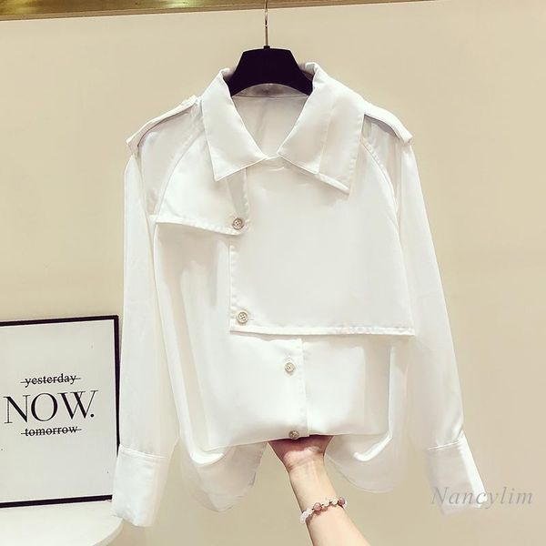 women's blouses & shirts loose shirt for women spring autumn irregular stitching long sleeve white single-breasted lady blusas mujer
women's blouses & shirts loose shirt for women spring autumn irregular stitching long sleeve white single-breasted lady blusas mujer