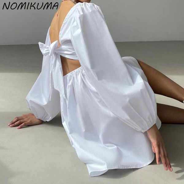 casual dresses nomikuma bow bandage backless woman dress puff long sleeve square collar 2021 autumn a-line mini vestido 6k857, Black;gray
casual dresses nomikuma bow bandage backless woman dress puff long sleeve square collar 2021 autumn a-line mini vestido 6k857, Black;gray