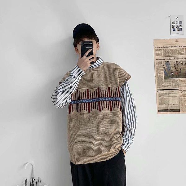 men's vests autumn and winter sleeveless knitted sweater vest round neck youth loose college style korean fashion shoulder, Black;white
men's vests autumn and winter sleeveless knitted sweater vest round neck youth loose college style korean fashion shoulder, Black;white