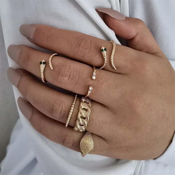 pcs/set women rings set simple geometric snake open crystal knuckle gold ring fashion wedding party jewelry gift cluster, Golden;silver
pcs/set women rings set simple geometric snake open crystal knuckle gold ring fashion wedding party jewelry gift cluster, Golden;silver