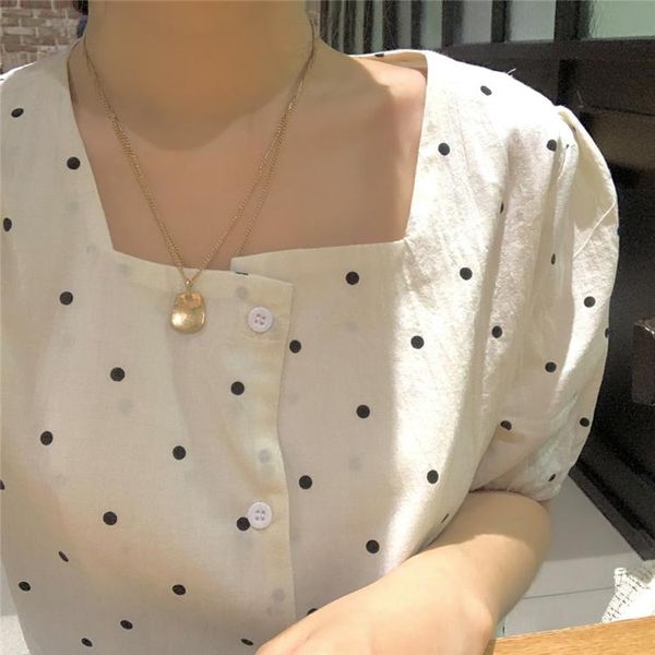 women's blouses & shirts 2021 summer shirt casual fashionable square collar single breasted puff sleeve dot wild female, White
women's blouses & shirts 2021 summer shirt casual fashionable square collar single breasted puff sleeve dot wild female, White