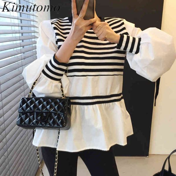kimutomo casual striped patchwork blouse and shirt women o-neck bow lace-up lantern sleeve ladies chic spring 210521, White
kimutomo casual striped patchwork blouse and shirt women o-neck bow lace-up lantern sleeve ladies chic spring 210521, White
