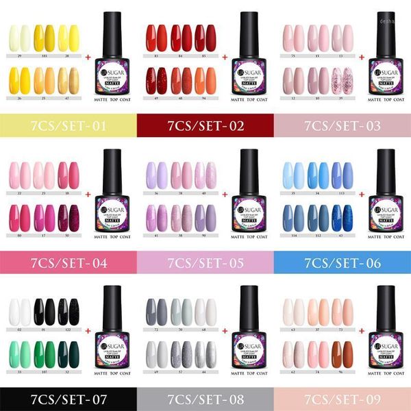 sugar 7pcs gel nail polish set semi permanent uv led base coat matte for art manicures polish1, Red;pink
sugar 7pcs gel nail polish set semi permanent uv led base coat matte for art manicures polish1, Red;pink