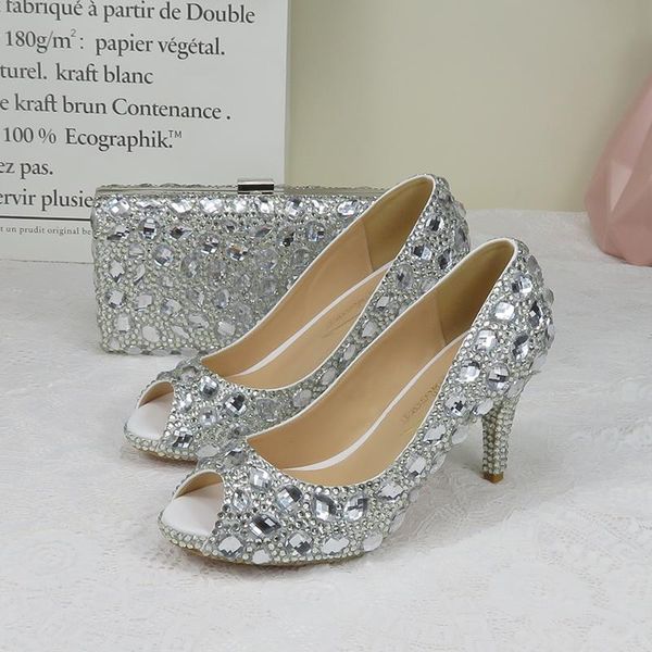 dress shoes baoyafang silver crystal wedding with matching bags open toe ladies party thin high heels big size 34-43, Black
dress shoes baoyafang silver crystal wedding with matching bags open toe ladies party thin high heels big size 34-43, Black