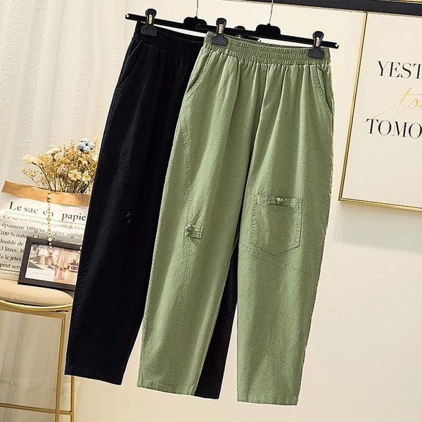 women's pants & capris summer patchwork cotton linen female elastic waist vintage buttons women large khaki loose casual pantalones muj, Black;white
women's pants & capris summer patchwork cotton linen female elastic waist vintage buttons women large khaki loose casual pantalones muj, Black;white