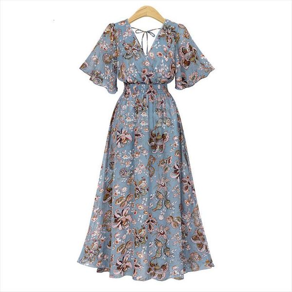 fashion boho long womens dress v neck short sleeve floral print belt large beach elegant, Black;gray
fashion boho long womens dress v neck short sleeve floral print belt large beach elegant, Black;gray