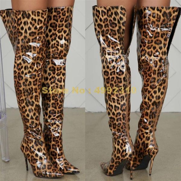 boots female thigh high leopard pointed toe thin heels over the knee women shoe, Black
boots female thigh high leopard pointed toe thin heels over the knee women shoe, Black