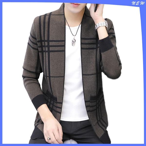 men's sweaters autumn and winter knitted sweater cardigan plaid handsome casual thin long-sleeved jacket stand-up collar youth shirt, White;black
men's sweaters autumn and winter knitted sweater cardigan plaid handsome casual thin long-sleeved jacket stand-up collar youth shirt, White;black