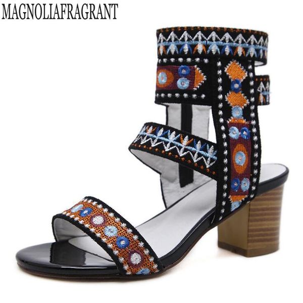 retro ankle heels women sandals summer shoes open toe chunky high embroidery pumps hy26, Black
retro ankle heels women sandals summer shoes open toe chunky high embroidery pumps hy26, Black