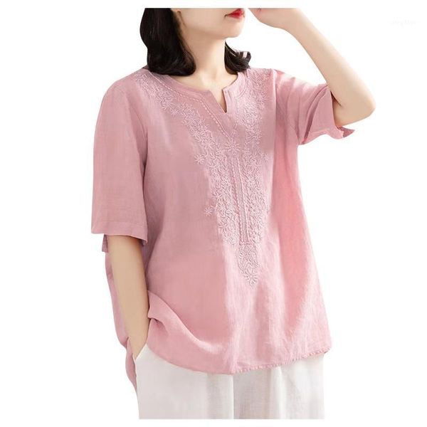 women's blouses & shirts korean oversized linen flower embroidery blouse plus size pink tunics femme lady casual -3xl, White
women's blouses & shirts korean oversized linen flower embroidery blouse plus size pink tunics femme lady casual -3xl, White