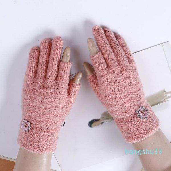 five fingers gloves fashionable women ladies winter exposed finger flower decorations solid color sknitting warm fs04801, Blue;gray
five fingers gloves fashionable women ladies winter exposed finger flower decorations solid color sknitting warm fs04801, Blue;gray