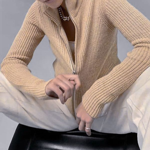 women's sweaters vintage solid woman loose turn-down mesh collar long sleeve with zipper women's nightgown winter j39r, White;black
women's sweaters vintage solid woman loose turn-down mesh collar long sleeve with zipper women's nightgown winter j39r, White;black