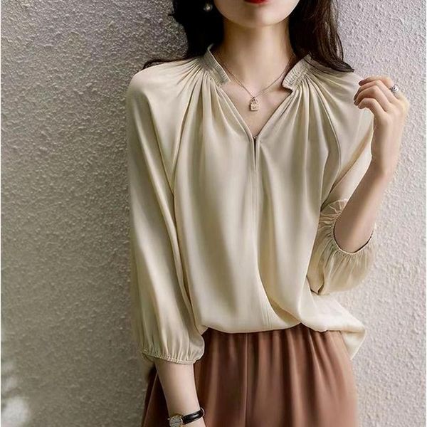 women's blouses & shirts elegant fashion solid long sleeve women blouse fall 2021 korean ins casual simple womens feminino bottoming b, White
women's blouses & shirts elegant fashion solid long sleeve women blouse fall 2021 korean ins casual simple womens feminino bottoming b, White