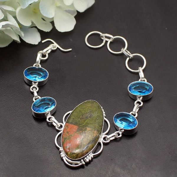 link chain natural green unakite bluez 925 sterling silver women links bracelet 7.75 inch tf1067link, Black
link chain natural green unakite bluez 925 sterling silver women links bracelet 7.75 inch tf1067link, Black