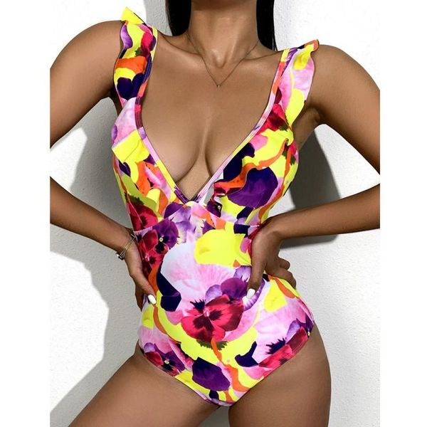ladies' deep v one-piece swimsuit with ruffle collar printing summer women bodysuits swimwear beachwear suits
ladies' deep v one-piece swimsuit with ruffle collar printing summer women bodysuits swimwear beachwear suits