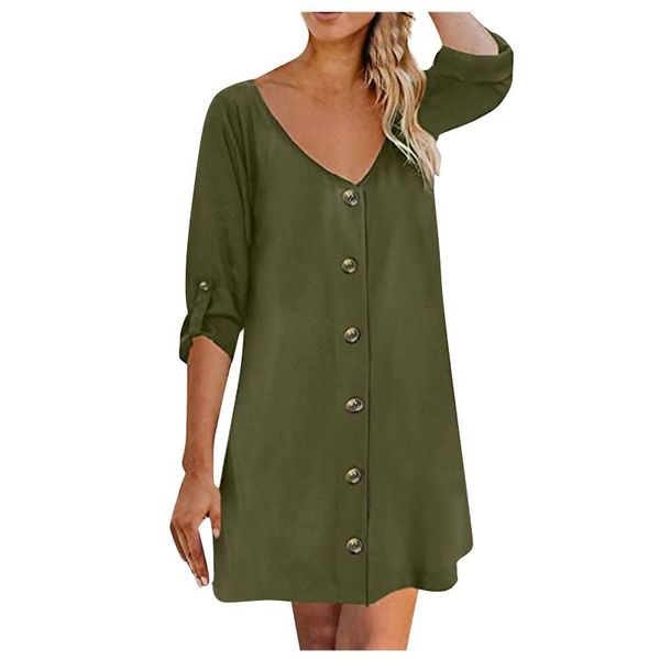 casual dresses women's summer v-neck lace-up five-point sleeve solid color short, Black;gray
casual dresses women's summer v-neck lace-up five-point sleeve solid color short, Black;gray