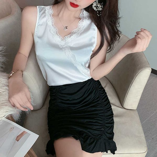 summer korean fashion satin tank women lace sleeveless for plus size streetwear woman 210531, White
summer korean fashion satin tank women lace sleeveless for plus size streetwear woman 210531, White