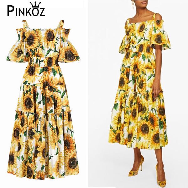 spring women dress runway style fashion designer off shoulder sun flower print lady strap dresses vestidos 210421, White
spring women dress runway style fashion designer off shoulder sun flower print lady strap dresses vestidos 210421, White