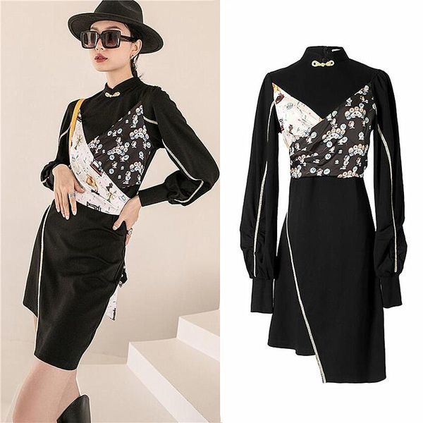 casual dresses fashion vintage chinese style woman dress autumn winter full sleeve printing patchwork women elegance ladies clothes sl536, Black;gray
casual dresses fashion vintage chinese style woman dress autumn winter full sleeve printing patchwork women elegance ladies clothes sl536, Black;gray