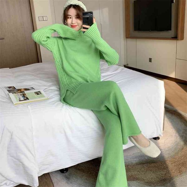 fashion women's suit autumn and winter temperament sweater high neck knitted wide leg pants two-piece 210520, White
fashion women's suit autumn and winter temperament sweater high neck knitted wide leg pants two-piece 210520, White