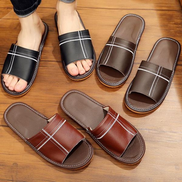 slippers genuine leather couple's summer indoor cow anti-slip men&women casual soft home shoes, Black
slippers genuine leather couple's summer indoor cow anti-slip men&women casual soft home shoes, Black