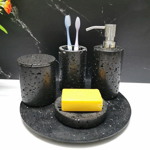 volcano stone bathroom accessories set round sanitary ware home decoration lotion bottle toothbrush cup tray bath accessory
volcano stone bathroom accessories set round sanitary ware home decoration lotion bottle toothbrush cup tray bath accessory