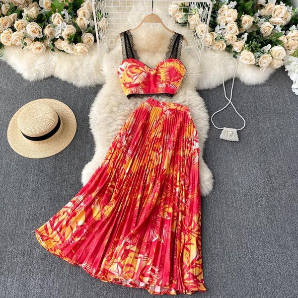 bohemian vacation beach style womens tracksuits clothes set summer floral printed short high waist pleated long skirt 2pcs suit, Gray
bohemian vacation beach style womens tracksuits clothes set summer floral printed short high waist pleated long skirt 2pcs suit, Gray