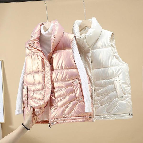 women's vests 2021 women's shiny down cotton waterproof vest winter loose thick waistcoat jacket stand-up collar all-match, Black;white
women's vests 2021 women's shiny down cotton waterproof vest winter loose thick waistcoat jacket stand-up collar all-match, Black;white