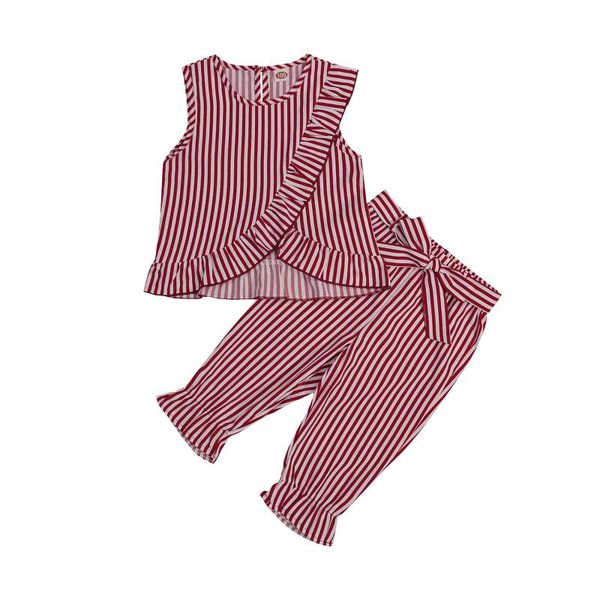 pieces kids suit set, girls striped round collar sleeveless + pantalettes for summer fall, red clothing sets, White
pieces kids suit set, girls striped round collar sleeveless + pantalettes for summer fall, red clothing sets, White