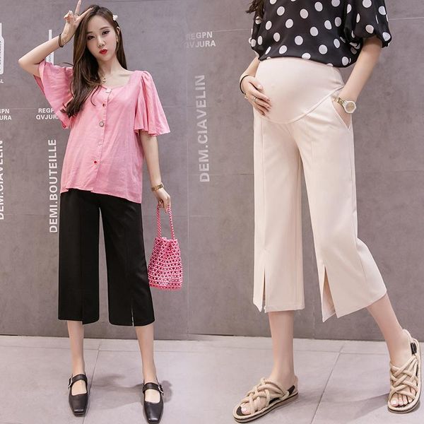 maternity bottoms clothes summer cotton wide-leg trousers for pregnant women loose casual cropped pants, White
maternity bottoms clothes summer cotton wide-leg trousers for pregnant women loose casual cropped pants, White