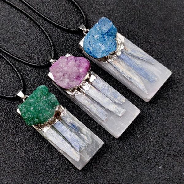 fyjs unique jewelry ethnic style silver plated irregular shape gypsum and cluster pendant rope chain necklace
fyjs unique jewelry ethnic style silver plated irregular shape gypsum and cluster pendant rope chain necklace