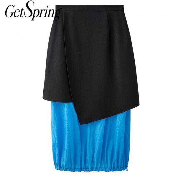 getspring women skirt patchwork irregular fake two high waist skirts color matching vintage long wrap 210601, Black
getspring women skirt patchwork irregular fake two high waist skirts color matching vintage long wrap 210601, Black