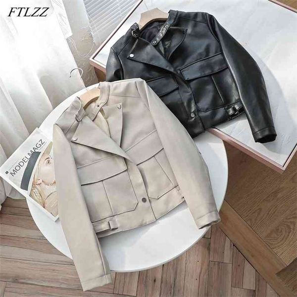 spring autumn women motorcycle biker jacket slim single breasted lapel pu short coat big pocket outerwear 210430, Black
spring autumn women motorcycle biker jacket slim single breasted lapel pu short coat big pocket outerwear 210430, Black