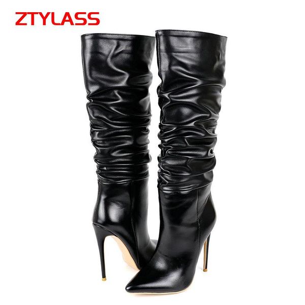 boots 2021 autumn winter pleated women fashion knee high thin heel slip on long ladies pointed toe, Black
boots 2021 autumn winter pleated women fashion knee high thin heel slip on long ladies pointed toe, Black