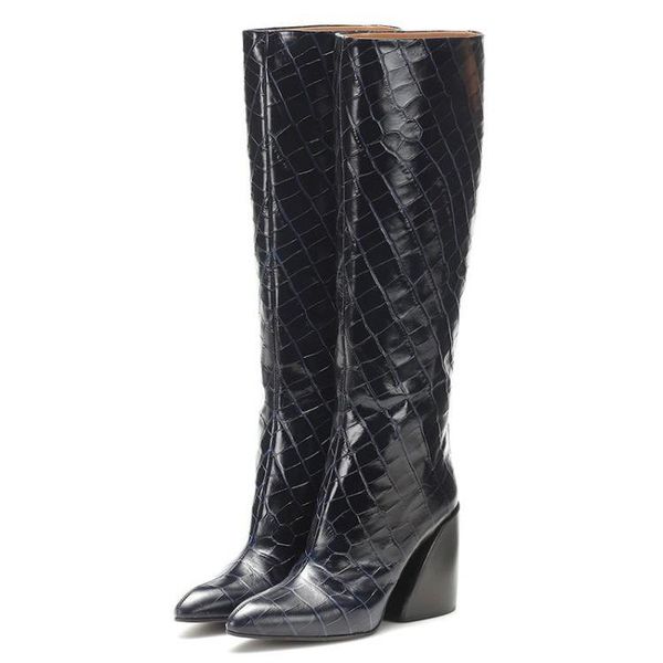 boots 2021 spring autumn leather fashion modern knee high women strange heel pointed toe heels side zipper boot, Black
boots 2021 spring autumn leather fashion modern knee high women strange heel pointed toe heels side zipper boot, Black