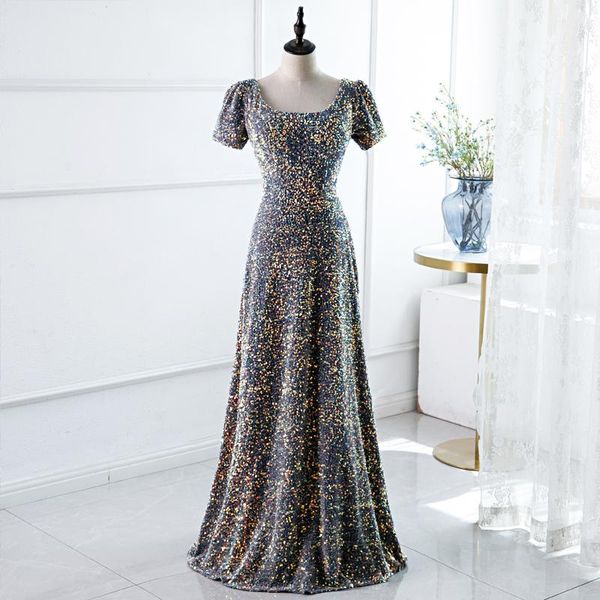 party dresses sequins luxurious evening dress square collar simple short sleeves a-line lace up floor-length formal woman b1204, White;black
party dresses sequins luxurious evening dress square collar simple short sleeves a-line lace up floor-length formal woman b1204, White;black