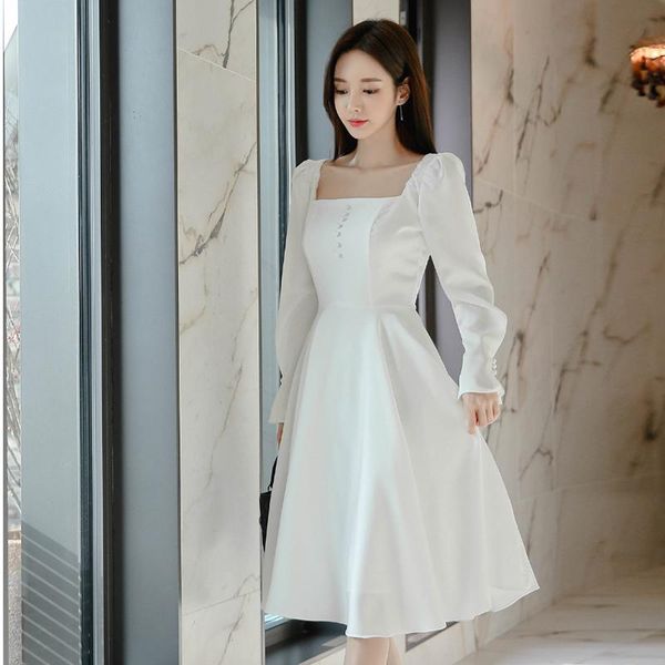 casual dresses 2021 autumn elegant white office lady a-line slim womens long sleeve square collar party vestidos, Black;gray
casual dresses 2021 autumn elegant white office lady a-line slim womens long sleeve square collar party vestidos, Black;gray