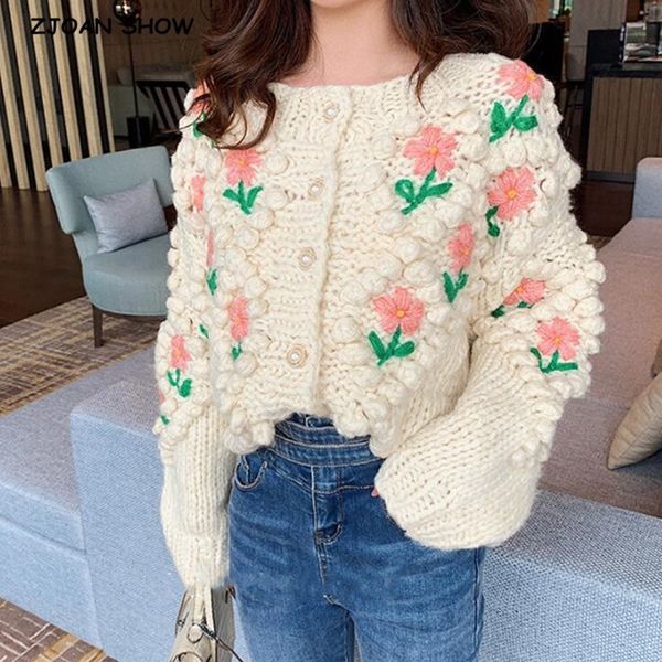 women's knits & tees retro 3d flower hand crochet dot ball cardigan pink sweater vintage woman o neck long sleeve loose knitwear o, White
women's knits & tees retro 3d flower hand crochet dot ball cardigan pink sweater vintage woman o neck long sleeve loose knitwear o, White