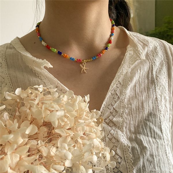 women beach alloy starfish pendant necklaces handmade rice beaded skirt chokers european single layer party gift chains jewelry accessories, Silver
women beach alloy starfish pendant necklaces handmade rice beaded skirt chokers european single layer party gift chains jewelry accessories, Silver