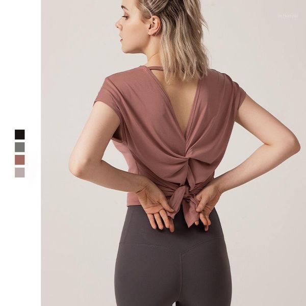 yoga outfit workout for women open back shirts short sleeve fitness gym tie t-shirts running exercise crop activewear
yoga outfit workout for women open back shirts short sleeve fitness gym tie t-shirts running exercise crop activewear