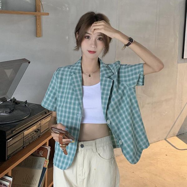 women's suits & blazers summer thin style fried street short casual suit plaid short-sleeved jacket women, White;black
women's suits & blazers summer thin style fried street short casual suit plaid short-sleeved jacket women, White;black
