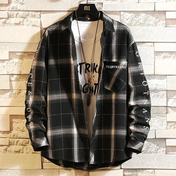 men's casual shirts harajuku plaid spring 2021 autumn winter flannel men oversized loose retro long-sleeved, White;black
men's casual shirts harajuku plaid spring 2021 autumn winter flannel men oversized loose retro long-sleeved, White;black